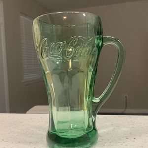 SOLD Coca Cola Drinking Green Glass Cup with Handle